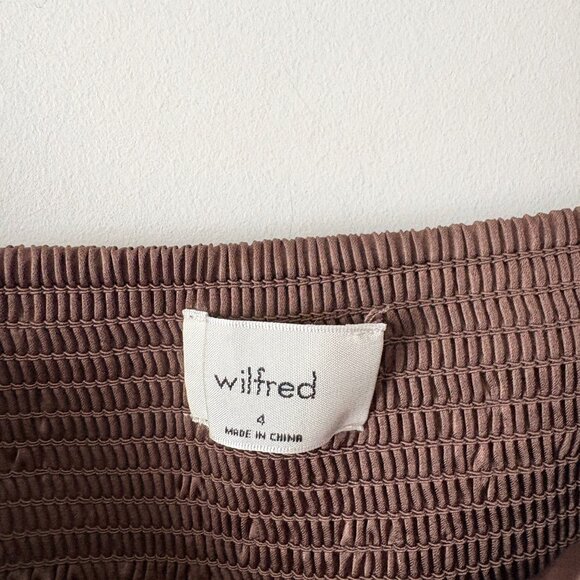 Aritzia Wilfred Bridgerton Satin Midi Dress NWT Cocoa Bean Brown Size 4 - Picture 9 of 10